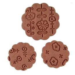 Baking Moulds 3D Flower Cookie Cutter Mold Round Plastic Biscuit DIY Embossing Stamp Pastry Decorating Tools