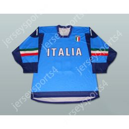 Custom ITALIA TEAM HOCKEY JERSEY WHITE AZZURRI 10 NEW Top Stitched S-M-L-XL-XXL-3XL-4XL-5XL-6XL
