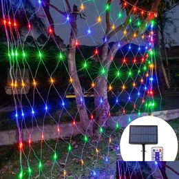 Garden Decorations Garden Decorations Strings Led Solar Net Mesh String Light Christmas Holiday Fairy Outdoor Window Curtain Icicle Li Dhzzb