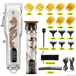 Clippers Trimmers Hiena White Set Dragon Professional Hair Clipper Cordless Trimmer For Men Shaver Cutting Hine Barber Hin Beard Drop Dh4Ci