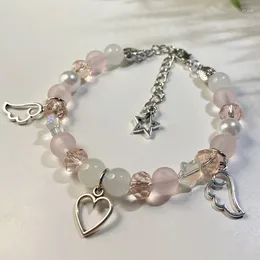 Link Bracelets Winged Star Charm Y2k With Pair Bracelet Blue And Pink Fairy Core