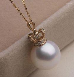 Chains Freshwater Pearl 18K Gold Three Dimensional Crown Pendant Extra Large CHX255