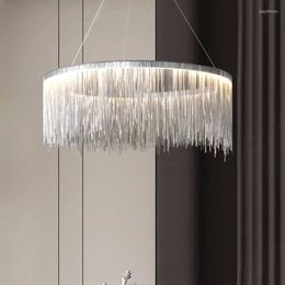 Pendant Lamps Modern Lustre Chrome Tassel Led Lights Living Dining Room Decor Lamp Bedroom Hanging Light Fixture Luminaire