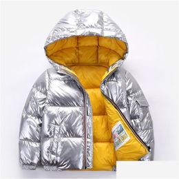 Down Coat 2021 Children Winter Jacket For Kids Girl Sier Gold Boys Casual Hooded Coats Baby Clothing Outwear Kid Parka Jackets Snows Dh9Qv