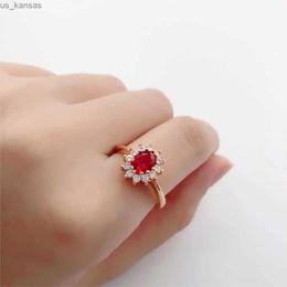 Band Rings Classic Red Wedding Rings for Women Bridal Beautiful Rose Gold Color Zirconia Engagement Ring Fashion Jewelry R231116