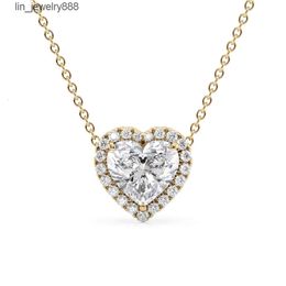 VVS Moissanite Pass Diamond Tester Solid Gold Heart Halo Diamond Necklace For Women