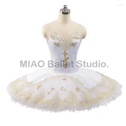 Stage Wear White Gold Professional Platter Tutu Ballet For Girls Coppelia Doll Costume Classical Adult Ballerina 0154