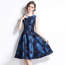 Casual Dresses Selling Sleeveless Jacquard Party Chic O Neck Female Rushed Vest Elegant Autumn Vestidos For Women 2023