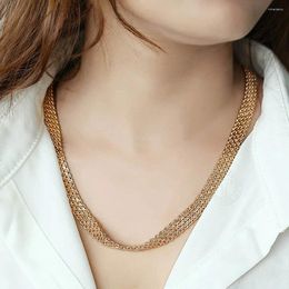 Chains 585 Rose Gold Colour 10mm Big Necklace For Women Double Weaving Rolo Cable Curb Link Chain Nekclace 60cm Jewellery Gifts LCN19A