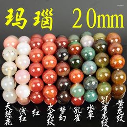 Strand Natural Colorful Agate Big Bracelets Men 20mm Jades Stone Bead Elastic Beaded Bracelet Real Jade Bangles Jewelry Gift Boy Friend