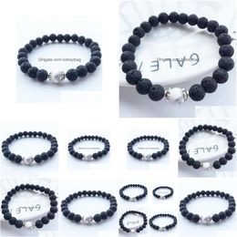 Charm Bracelets Fashion Natural Black Lava Stone White Turquoise Bead Bracelet Aromatherapy Essential Oil Diffuser For Women Jewellery D Dhbo5