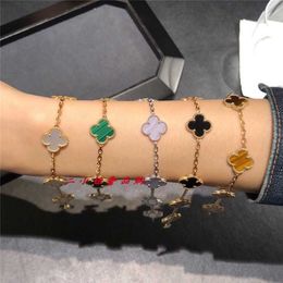 Designer Van Family Bracelet VCA Four Leaf Grass New Five Flower 18k Single Flower Classic Red Chalcedony Malachite for Women