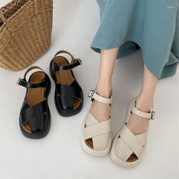 Frauen Schuhe Sommer Sandalen 2024 Plattform Weibliche Casual Strand Dicke Sohle Wohnungen INS Designer 41660 59628