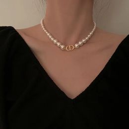 Nature Pearl Circle Aquamarine Necklace Designer Jewelry Choker Goth Trend Luxury Halsband Iced Out Chain Sister Gift Free S 9770Sailormoon