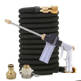 Hoses Garden Water Hose Expandable Double Metal Connector High Pressure Pvc Reel Magic Pipes For Farm Irrigation Car Wash Drop Deliv Dhm9Y