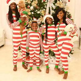 Family Matching Outfits striped printed jumpsuit Christmas pajamas Couple family clothing Christmas pajamas parents Children Christmas family clothing 231116