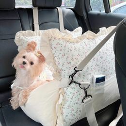 kennels pens Dog Luxury Deluxe Car Automotive Bench Travel Seat Nest Sofa with Strap Safety Pet Travel Nest Bed Puppy Kitten Floral 231116