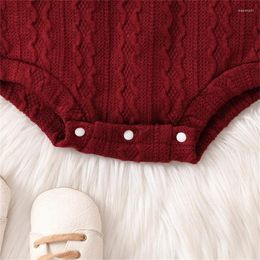 Rompers Infant Toddler Baby Girl Christmas Outfits Long Sleeve Romper Knitted Red Bodysuit Sweater