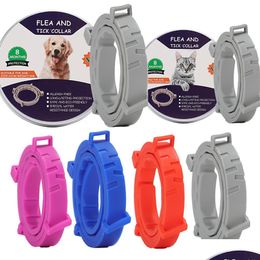 Dog Collars Leashes Pet Flea And Tick Collar For Dogs Cats Up To 8 Month Prevention Anti-Mosquito Insect Repellent Puppy Supplies Dhjfi