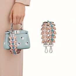 Bag Parts Accessories Fashion Rivets Short Wide Straps Split Leather Belt For Handbag Strap Handle Replacement Women 231116