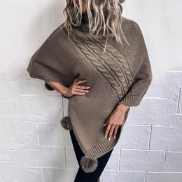 Scarves Women Autumn Winter Cable Lapel Pullover Knit Sweater Cape Shawl