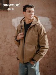 Men's Jackets SIMWOOD 2023 Autumn Winter New Men's Oversize Fit Washed Sherpa-Lined Warm Hooded Jacket Plus Size Coats J231116