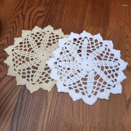 Table Mats 10PCS/LOT Round Doily Cotton Hand Made Crochet Cup Mat White Color 14CMX14CM Place