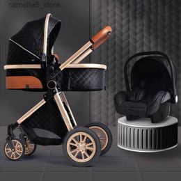 Strollers# 2023 New Baby Stroller 3 in 1 High Landscape Stroller Reclining Baby Carriage Foldable Stroller Baby Bassinet Q231117