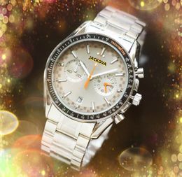 Popular auto date mens stopwatch watches automatic quartz battery movement Luminous Sapphire Glass Waterproof Sports president moon space chain bracelet watch