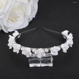 Headpieces Handmade Flower Bridal Hair Accessories White Big-Small Crown Wedding Head Jewellery Trendy Pearl Headband For Girlfriend