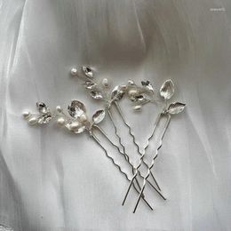 Hair Clips Sparkling Rhinestone Bridal Hairpin Fresh Water Pearl Headpiece Diadem Accessories For Women