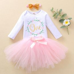 Clothing Sets Baby Girl 1st Birthday Outfit Spring Autumn One Year Old Party Cake Tutu Skirt Long Sleeve Romper Lovely Clothes