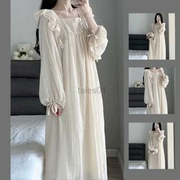 Women's Sleep Lounge Lace Nightgown Sleepwear Womens Korean Ruffles Night Dress Lace One Piece Pyjamas Autumn Long Sleeve Square Collar Home Wear New zln231116