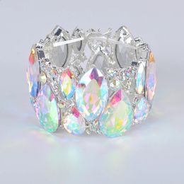 Charm Bracelets Fashion Marquise Crystal Cuff Bracelets Bangles Big Stretch Bangle for Women Wedding Bridal Bracelet Jewelry Gift for Girls 231115