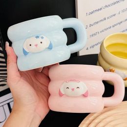 Mugs Cartoon Animal Ceramic Coffee Cup Creative Dog Crown Home Breakfast Mug Latte Tea Milk Water Cups Large Saucer Set Couple Gifts