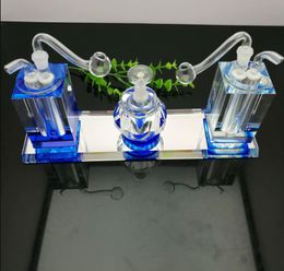 new Smoking Pipe Mini Hookah glass bongs Colourful Metal Shape Twin crystal pot glass alcohol lamp