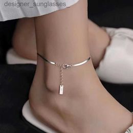 Anklets Foxanry Minimalist Silver Colour Snake Chain Anklet for Women Couples Summer New Fashion Geometric Handmade Holiday Beach JewelryL231115