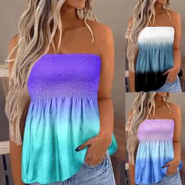 Women's Blouses Women Bandeau Tank Comfortable Sleeveless Summer Vacation Loose Holiday Top Shirt Blouse Pleated Stretch Tunic Tanks