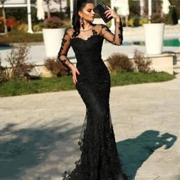 Party Dresses Kadisua Black Exquisite Evening Dress Long Sleeve Appliques Floor Length Straight O-Neck Women Elegant Tailor Made