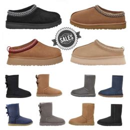 Stivali 7a di alta qualità di lusso Snow Tasman Boot 2024 Nuovo stile Inverno Pelle Designer Pelliccia Donne all'aperto viaggi Tazz Piattaforma Slide 35-45 Stivaletti regalo in pelle di pecora Con scatola