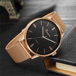 Wristwatches 2023 Geneva Men Watch Minimalist Ultra Thin Watches Luxury Top Brand Stainless Steel Mesh Belt Quartz Hombre