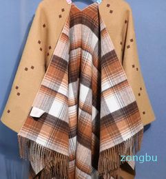 Designer Women Tartan Wool Cape G Pattern Shawl Italy Brand Long Neck Winter Tassels Scarfs Lady Reversible Woollen Blankets Scarves Luxury Shawls Wraps