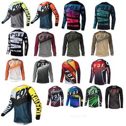 Men's T-Shirts 2023 Men's summer long-sleeved downhill hpit FOX mountain bike cycling jersey breathable cycling jersey mountain sweatshirt