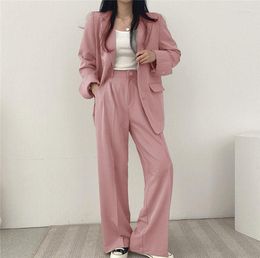 Women's Two Piece Pants 2023 Spring Women Trousers Suit Female Casual Long Sleeve Jacket & High Waist Pant 2 Pieces Blazer Set Ladies