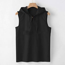 Men's Tank Tops Simple Men T-shirt With Hat Sleeveless Blouse Skin-friendly Sweat Absorbent Fashionable Loose Vest