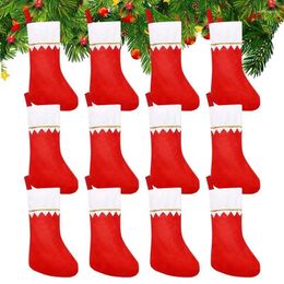 Christmas Decorations 12 Pcs Stockings Large Capacity Xtmas Gift Bag Indoor Seasonal Decor Stocking Hanging Party Decoration Accessories