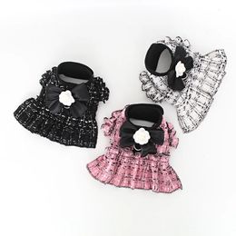 Dog Apparel Pet Dog Cat Clothes Cotton Dog Dress With Harness Leash Chihuahua Bichon Cute Skirt For Small Dogs Luxury Puppy Dresses 231115