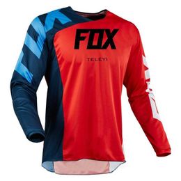 Men's T-Shirts Men's Long sleeve motocross Cycling Jersey FOX teleyi Downhill Mountain Bike MTB Shirts Offroad DH Motorcycle Motocross Clothing T56