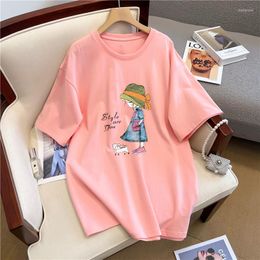 Women's T Shirts Korean Fashion Anime Short Sleeve Plus Size Tops Kawaii Clothes Harajuku Women's Shirt Loose Female Clothing Cotton