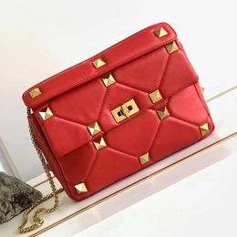 High quality women's crossbody bag Sheepskin diamond Cheque rivet Gold Tarot chain flap shoulder Handbag Underarm purse